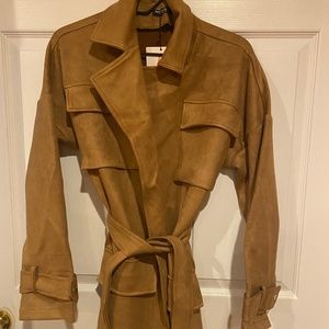 NWT Oversized Suede Trench Coat